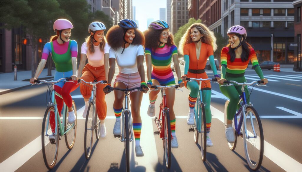 women on bicycles